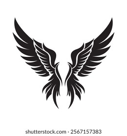 Black wings logo spread wide represent freedom and power.