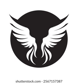 Black wings logo spread wide represent freedom and power.