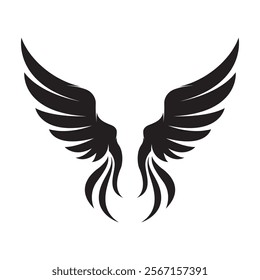 Black wings logo spread wide represent freedom and power.