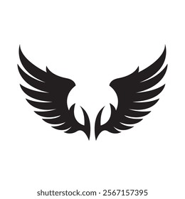 Black wings logo spread wide represent freedom and power.