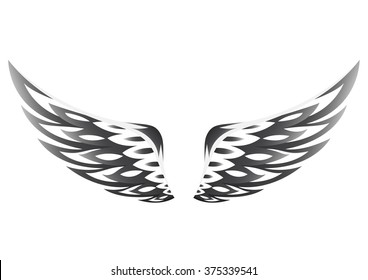 black wings on a white background