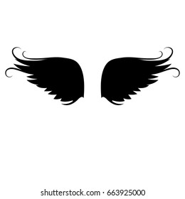 Black wings on white background, vector illustration