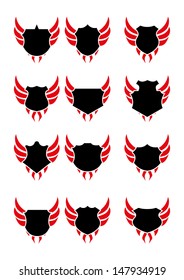 black wings shield vector art