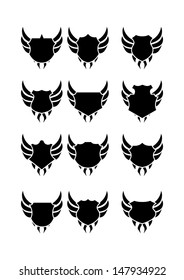 black wings shield vector art
