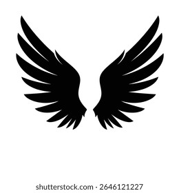 Black wings symbol freedom flight power design.