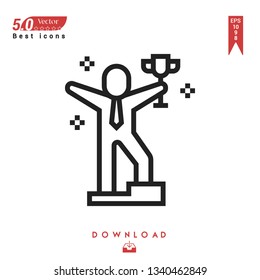 black winner  icon. winner icon vector isolated on white background. Graphic design, material design, 2019 year best selling icons, mobile application, UI / UX design, EPS 10 format vector
