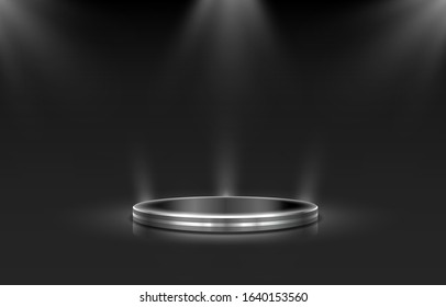 Black winners podium for business concepts, Podium object. Vector illustration