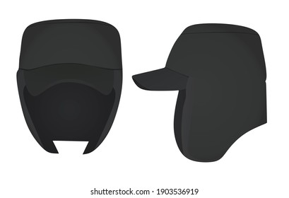 Gorra negra de invierno. ilustración vectorial