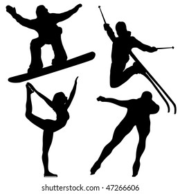 Black Winter Games Silhouettes. Editable Vector Image