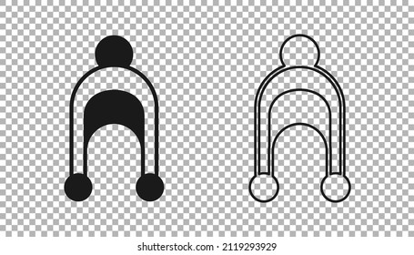 Black Winter hat icon isolated on transparent background.  Vector