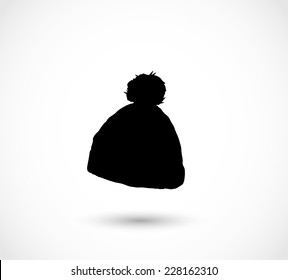 Black winter hat icon vector