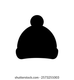 Black Winter hat silhouette vector illustration on white background.
