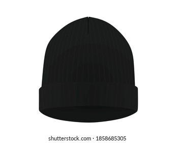 Black  winter hat. vector illustration