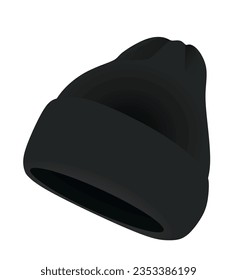 Schwarzer Winterhut. Vektorgrafik