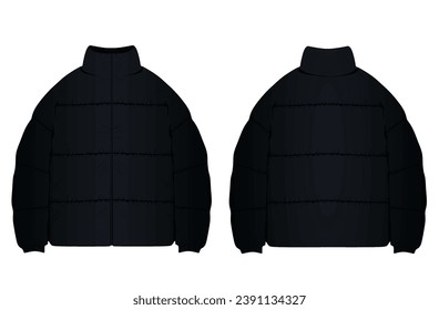 Black winter jacket. vector illustration