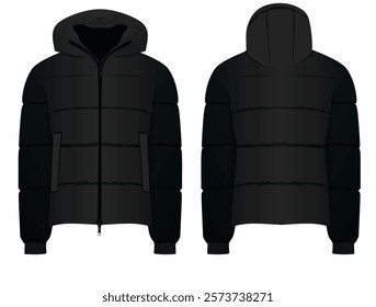 Black winter jacket. vector illustration