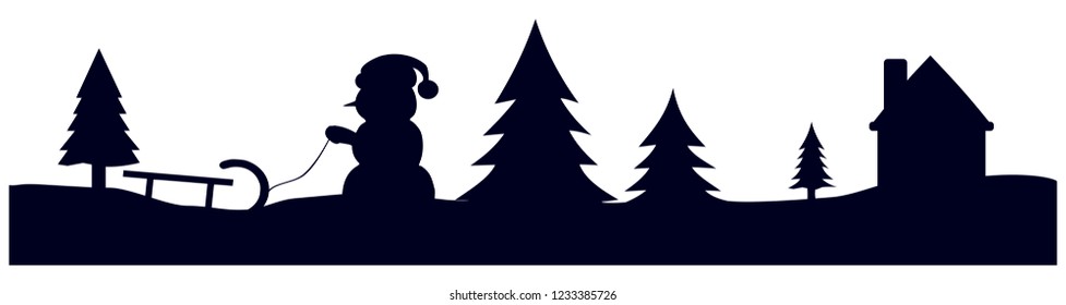 black winter landscape christmas silhouette