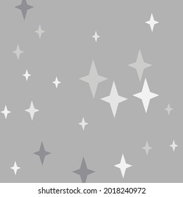 Patrón mágico plateado de invierno negro. Impresión caótica Ilustración Noche Monocroma de Año Nuevo. Fondo de cuatro puntas de estrellas de gris celestial. Composición blanca oscura de la acogedora Navidad Gris.