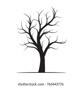 Árbol negro nudizado de invierno. Ilustración vectorial.