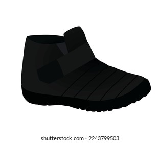 Black winter short boot. vector 