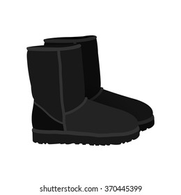 Black winter short boots vector