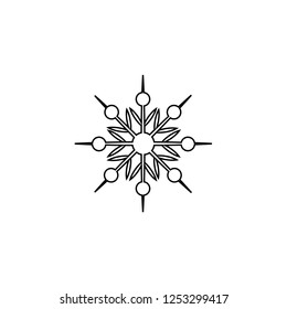 black winter snowflake isolated on white background line icon silhouette