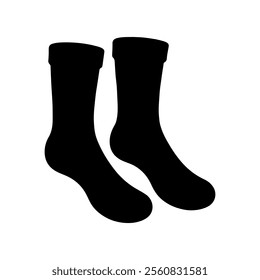 Black Winter Socks silhouette vector illustration on white background