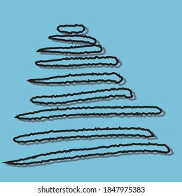 Black winter tree for decor, design website or posters . Vector illustration. Vector illustration