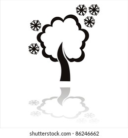 black winter tree icon isolated on white