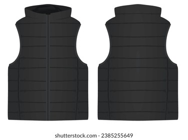 Black winter vest. vector illustration