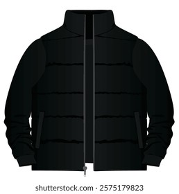 Black winter vest. vector illustration