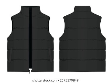 Black winter vest. vector illustration