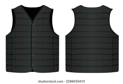 Black winter vest. vector illustration