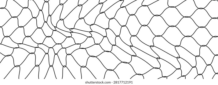 Black wire fence seamless pattern. Repeating mesh net texture background. Lattice grid chain silhouette for barrier wall, safety zone, construction backdrop. Vector metal henge enclosure wallpaper.