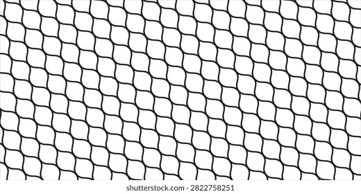 Black wire fence seamless pattern. Mesh net texture background. Lattice grid chain silhouette for barrier wall, safety zone, construction backdrop. Vector wide repeated metal henge enclosure wallpaper