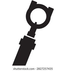 Black wire ring terminal lug vector silhouette isolated on white background. Flat graphic icon representing electrical connector, cable lug, crimp terminal, wiring component, and hardware symbol.