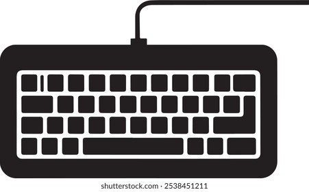 Black Wired Computer Keyboard and PC Keypad Vector Template