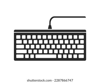 Black Wired Keyboard Isolated Icon Vector Illustration