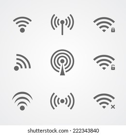 Black wireless access icons isolated on white background. Vector collection