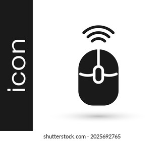 Black Wireless computer mouse icon isolated on white background. Optical with wheel symbol.  Vector