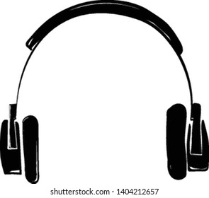 A black wireless earphones, vector, color drawing or illustration. 