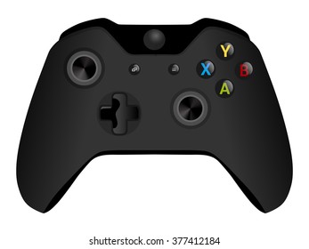 Black wireless Game controller isolated on white