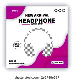 Black wireless headphones on a white background Overhead,Isolated professional-grade headphones fo,Romania