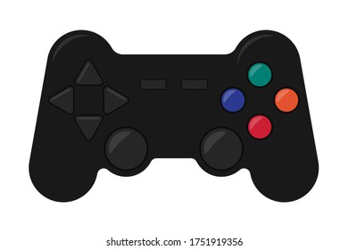 Black wireless joystick from a video game. Vector stock flat illustration isolated on a white background