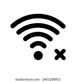 Black Wireless No Internet Connection Signal Icon.