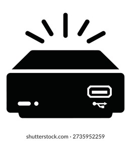 Black wireless projector emitting signal waves black projector des
