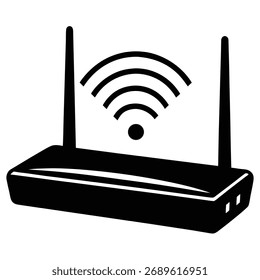 Ícone preto do roteador wireless ilustração de vetor simples isolada no plano de fundo branco