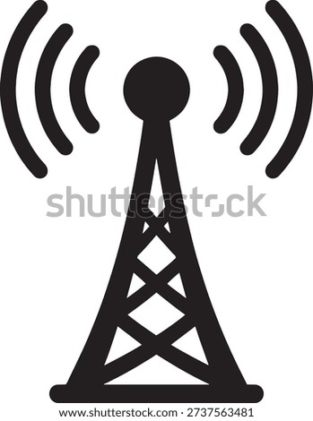 Black Wireless Signal Tower Icon Isolated