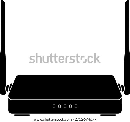 Black wireless wi-fi router icon, without background