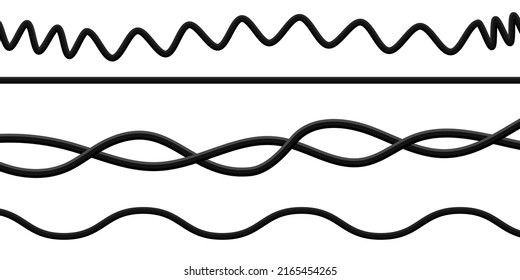 Cables negros. cable doblado. Energía eléctrica. Ilustración vectorial. Imagen de archivo.